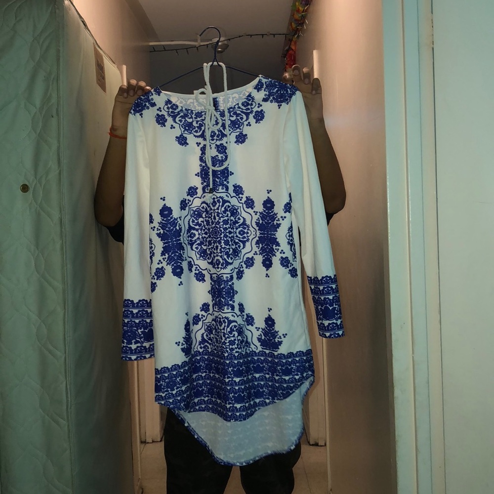 A denim blue&white shirtdress.